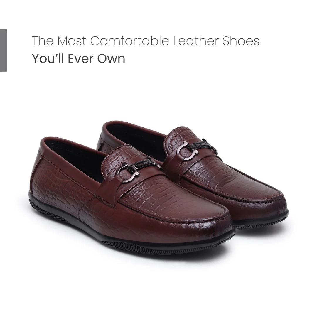 Jaxon Horsebit Loafers – Brown Croco Genuine Leather Men’s Shoes - Image 4