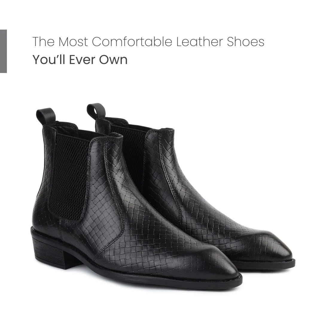 Kingsley Cuban Chelsea Boots – Black Textured Genuine Leather Men’s Boots - Image 5