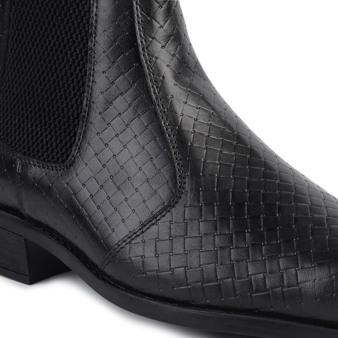 Kingsley Cuban Chelsea Boots – Black Textured Genuine Leather Men’s Boots - Image 9