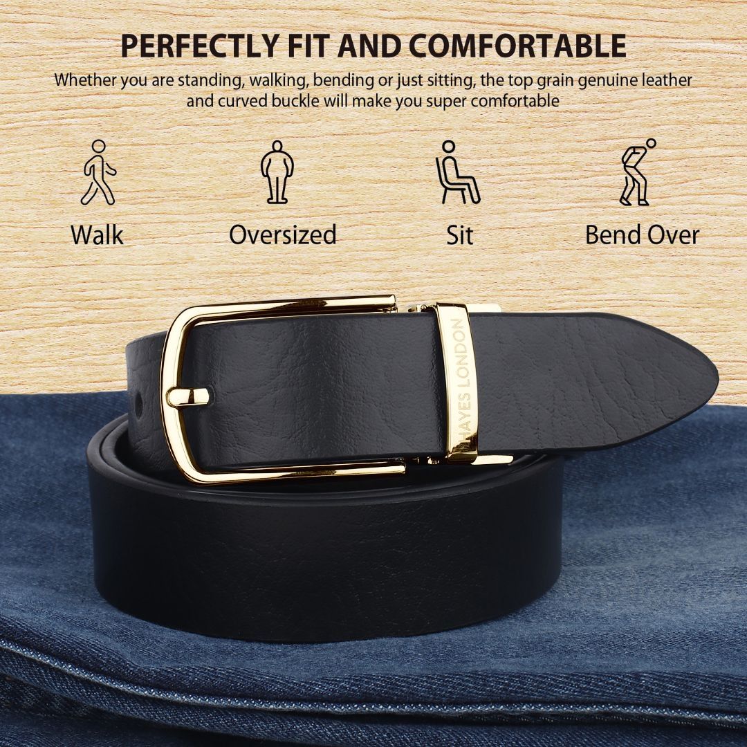 Reversible Black & Brown Genuine Leather Belt For Men (Leather Texture: Wild) - Image 5