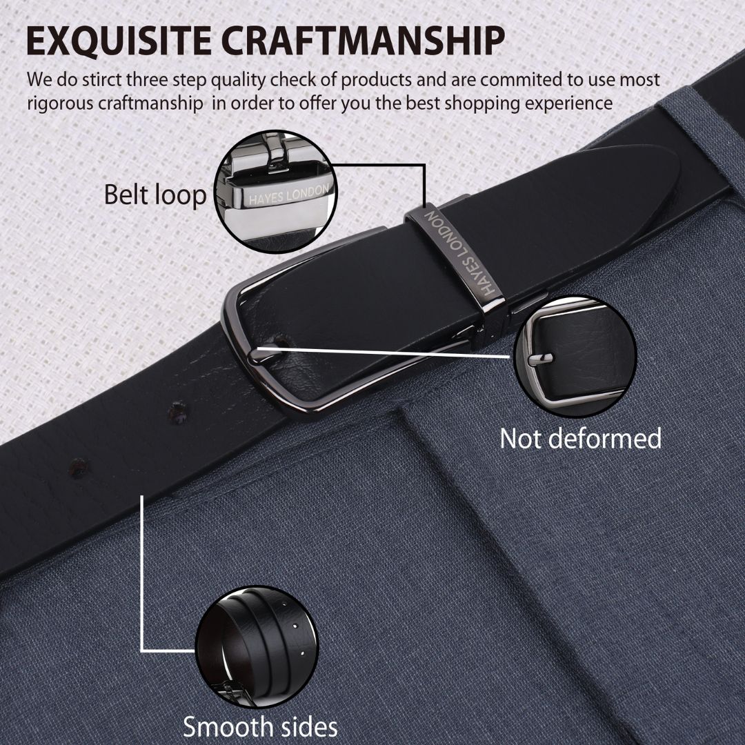 Reversible Black & Brown Genuine Leather Belt For Men (Leather Texture: Wild) - Image 3