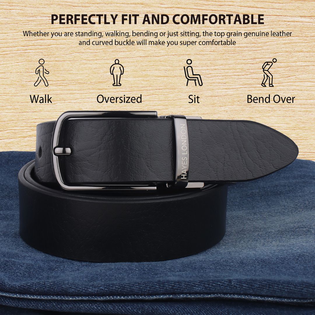 Reversible Black & Brown Genuine Leather Belt For Men (Leather Texture: Wild) - Image 5