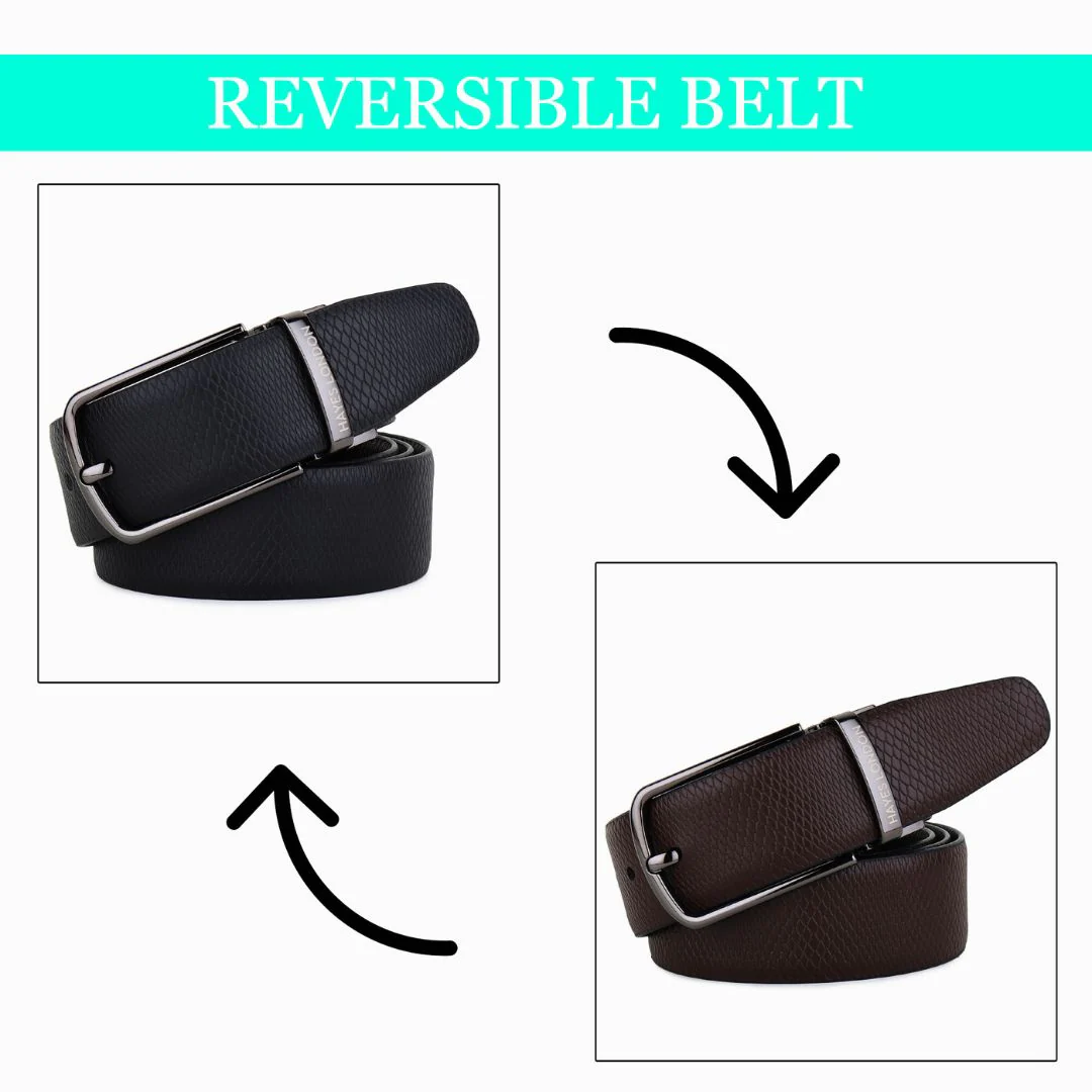 Reversible Black & Brown Genuine Leather Belt For Men (Leather Texture: Wild) - Image 6