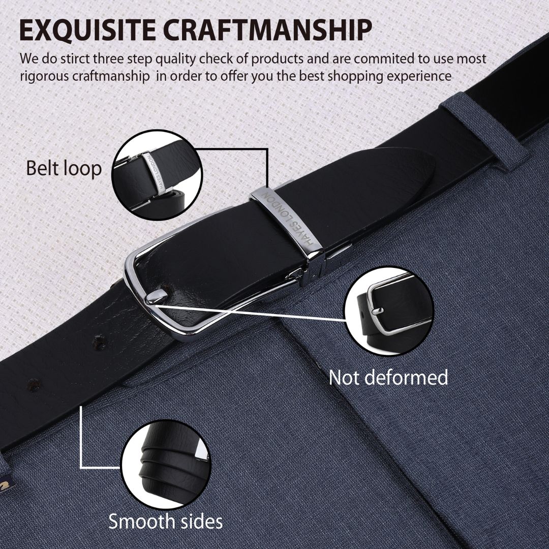 Reversible Black & Brown Genuine Leather Belt For Men (Leather Texture: Wild) - Image 3