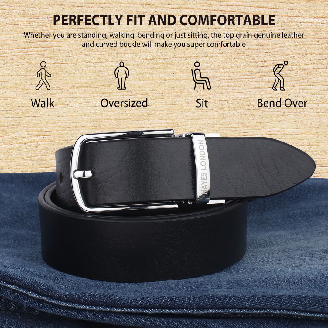 Reversible Black & Brown Genuine Leather Belt For Men (Leather Texture: Wild) - Image 5
