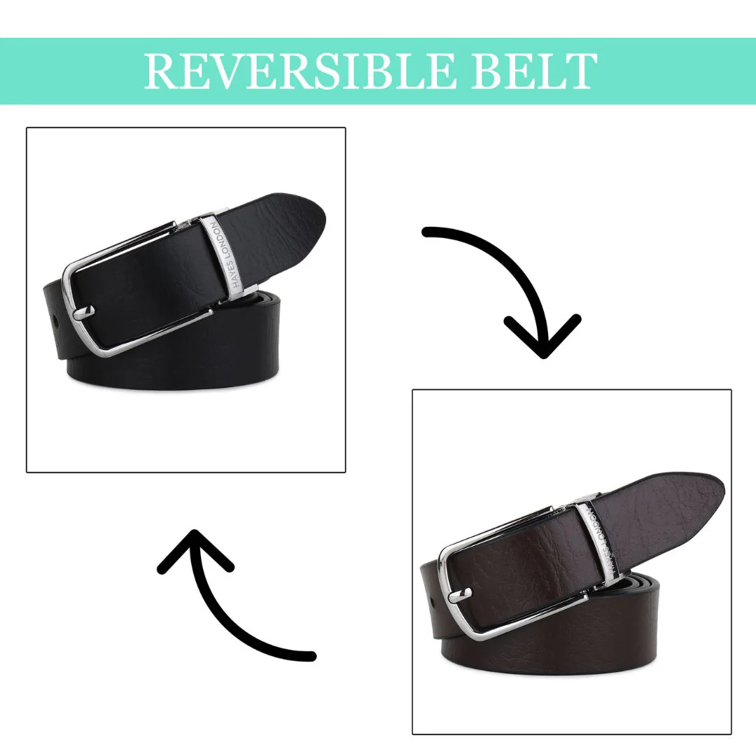 Reversible Black & Brown Genuine Leather Belt For Men (Leather Texture: Wild) - Image 6