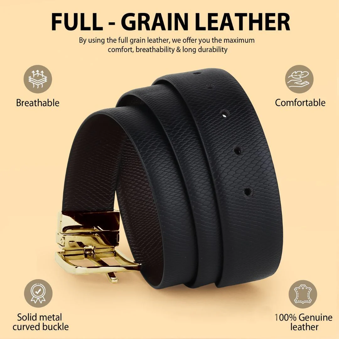 Italian Leather Reversible Black & Brown Belt For Men (Leather Texture: Viper) - Image 3