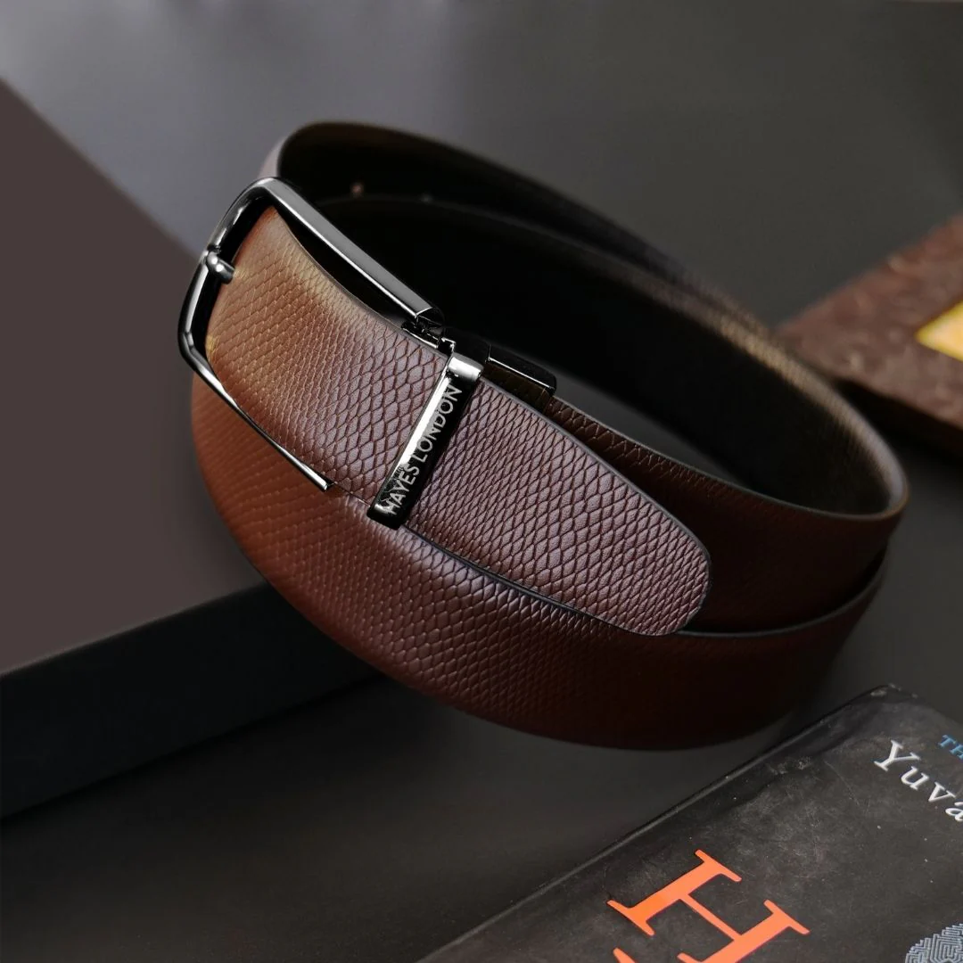Italian Leather Reversible Black & Brown Belt For Men (Leather Texture: Viper) - Image 10