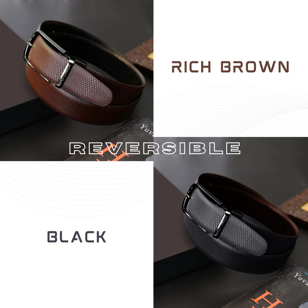 Italian Leather Reversible Black & Brown Belt For Men (Leather Texture: Viper) - Image 12