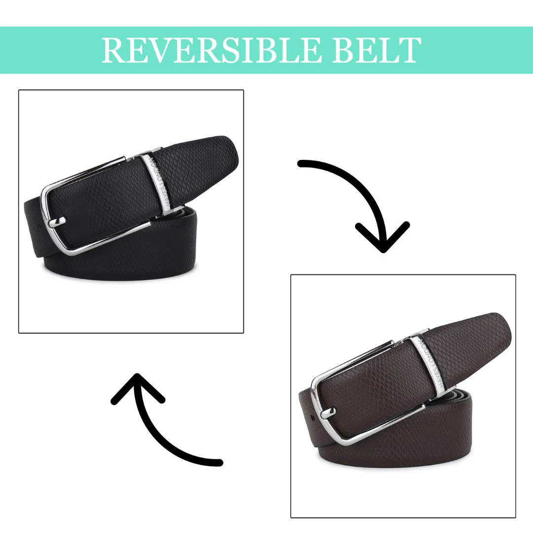 Italian Leather Reversible Black & Brown Belt For Men (Leather Texture: Viper) - Image 7