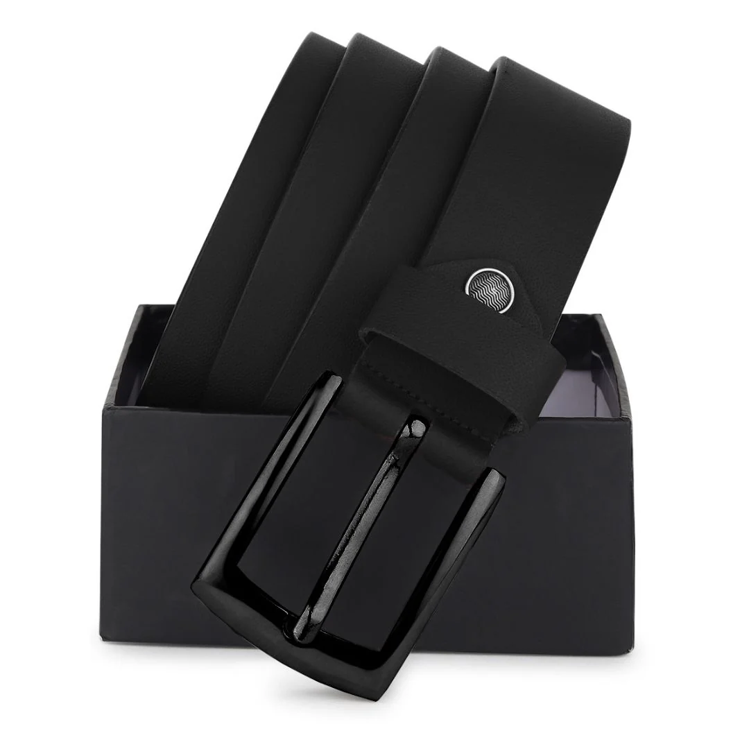 Black Genuine Leather Men's Belt (Leather Texture: Plain & Buckle Color: Black) - Image 6