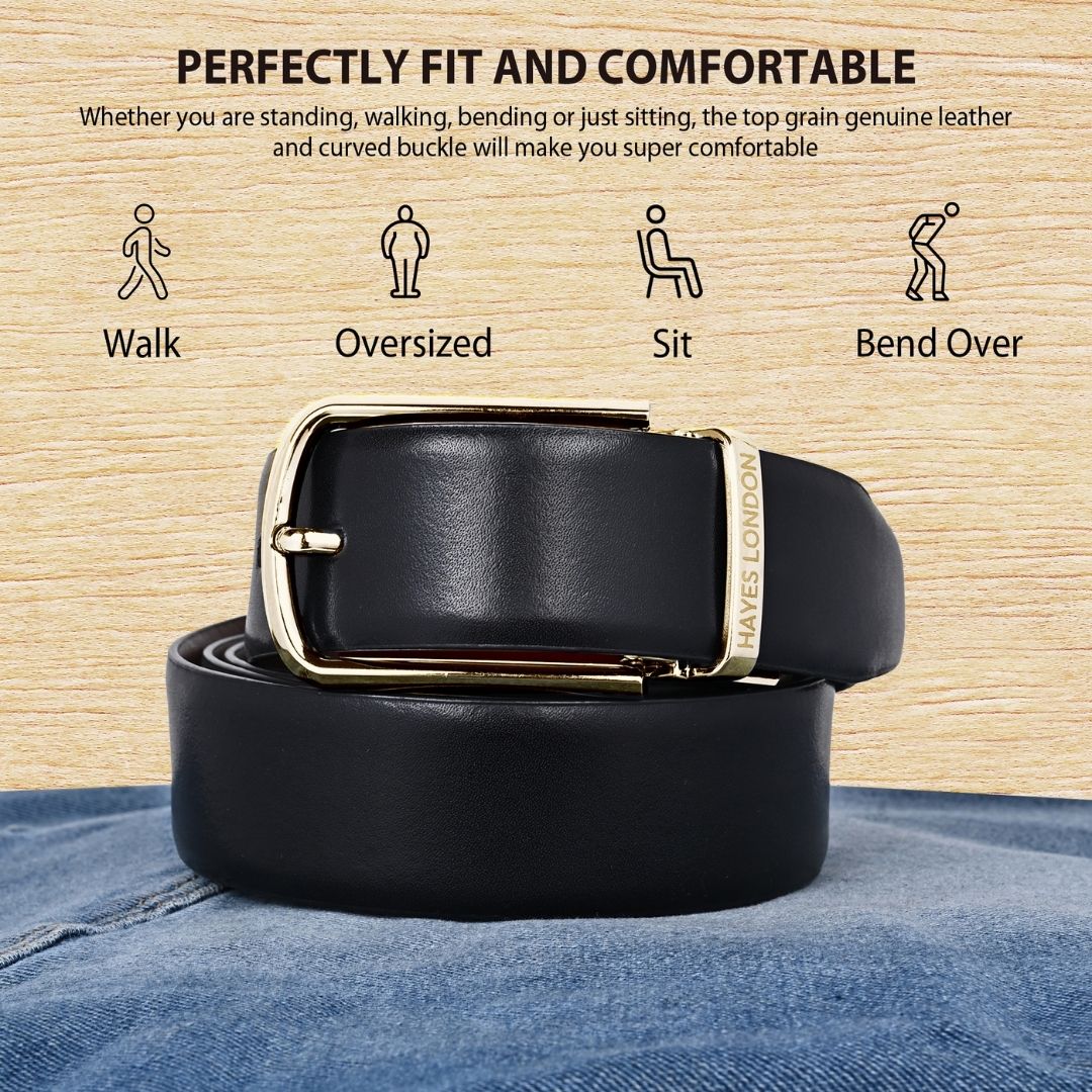 Italian Leather Reversible Black & Brown Belt For Men (Leather Texture: Plain) - Image 4