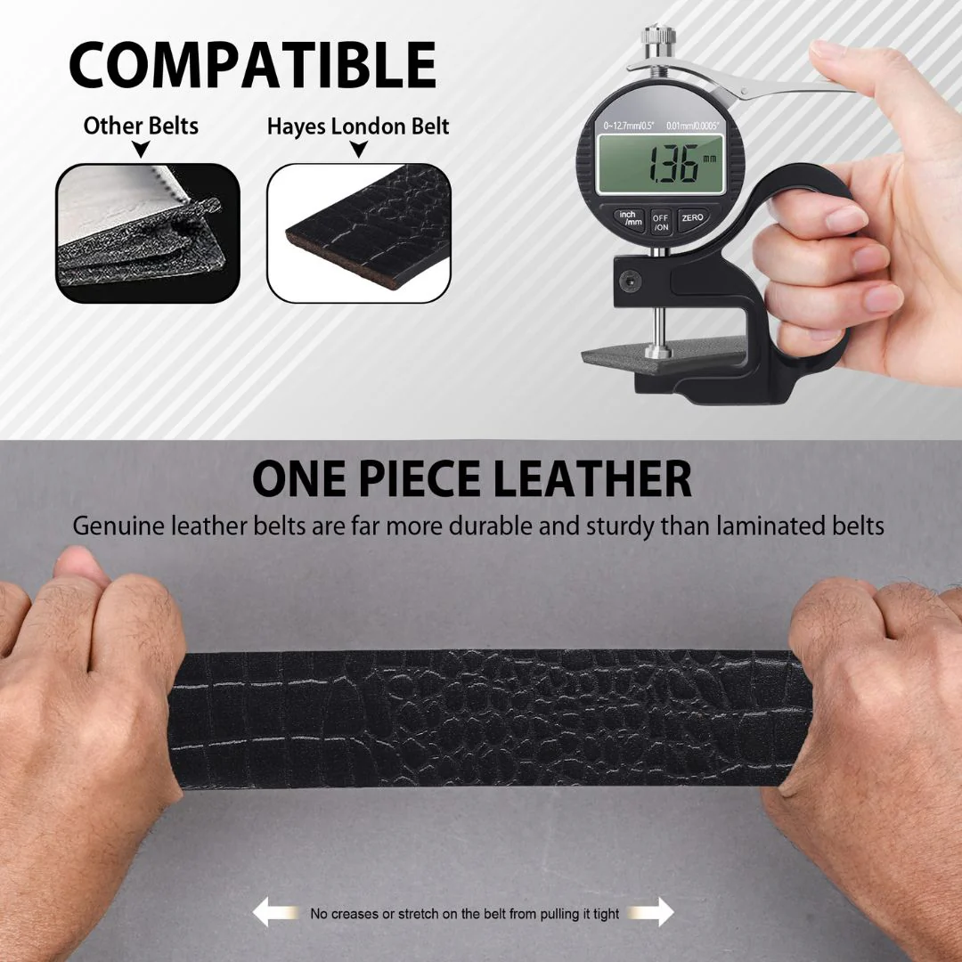 Black Croco Pattern Genuine Leather Men's Belt (Leather Texture: Croco Pattern & Buckle Color: Black) - Image 7