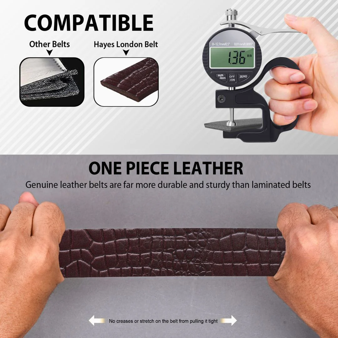 Brown Croco Pattern Genuine Leather Men's Belt (Leather Texture: Croco Pattern & Buckle Color: Black) - Image 12