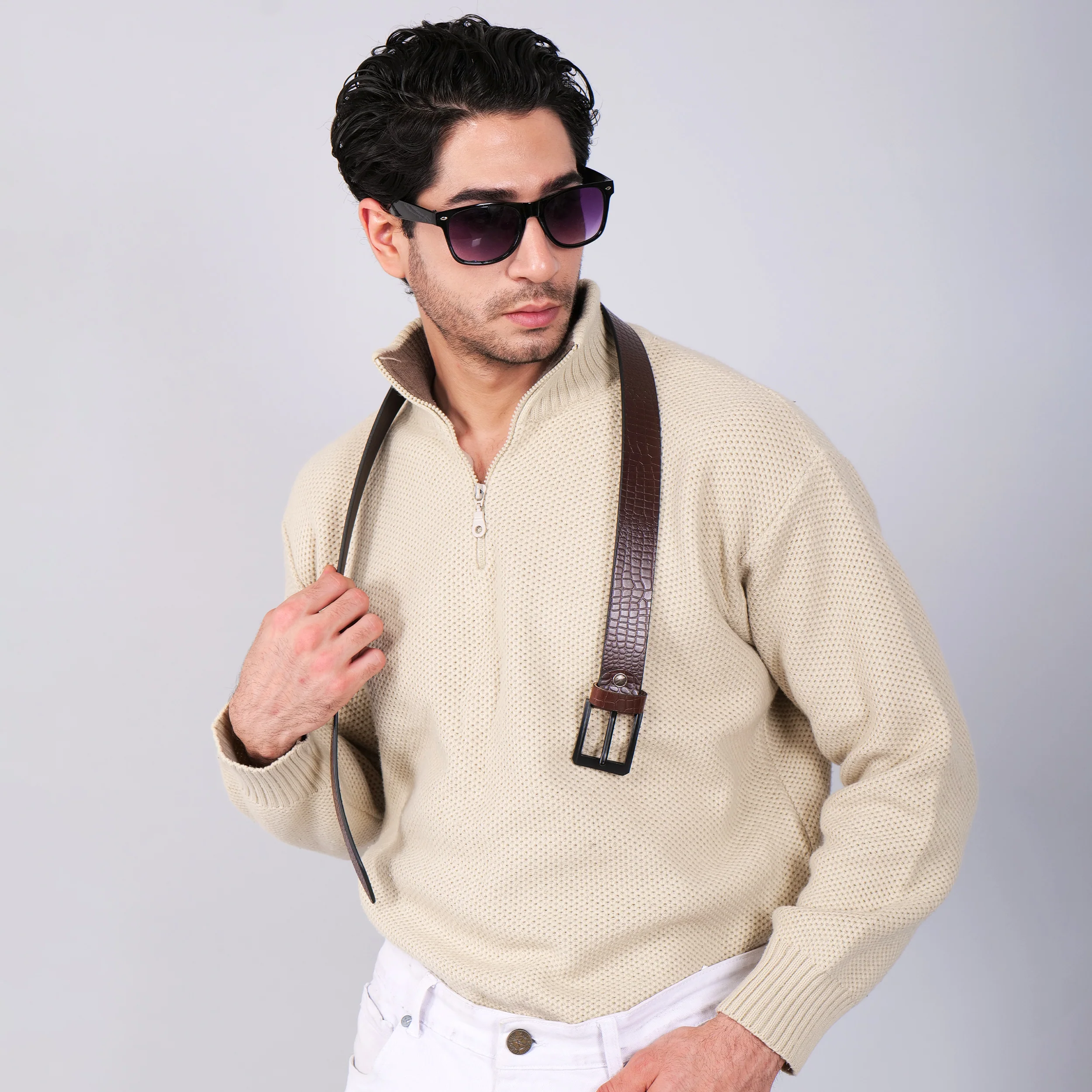 Brown Croco Pattern Genuine Leather Men's Belt (Leather Texture: Croco Pattern & Buckle Color: Black) - Image 4