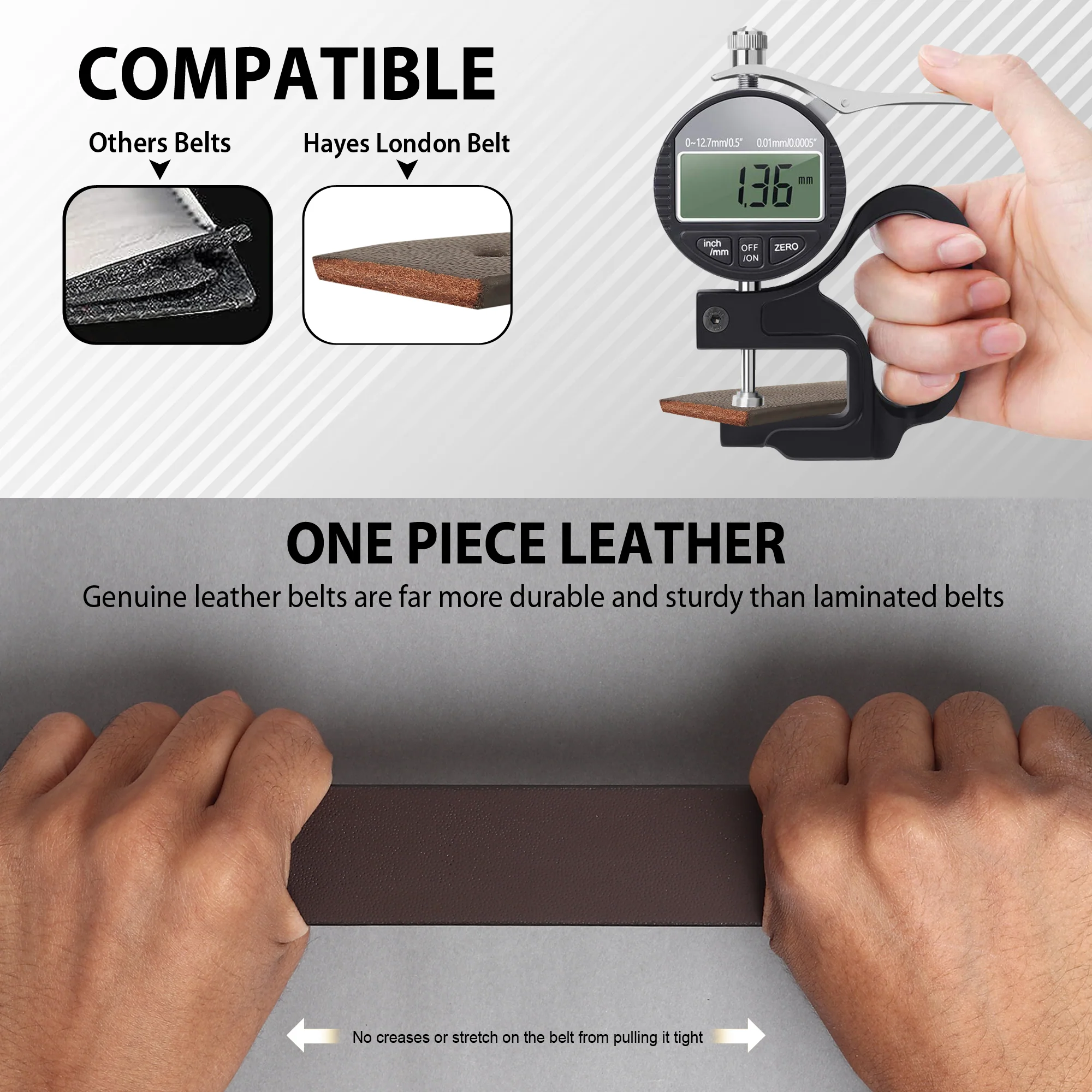 Brown Genuine Leather Men's Belt (Leather Texture: Plain & Buckle Color: Silver) - Image 6