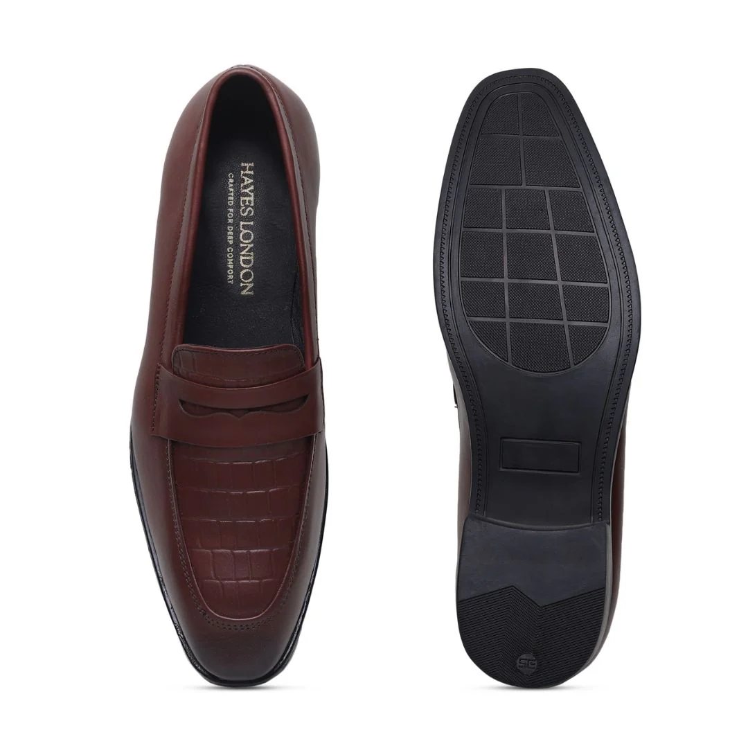 Milan Brown Formal Penny Loafers for Men – Genuine Leather Croco Slip-On Shoes for Office & Party Wear - Image 10
