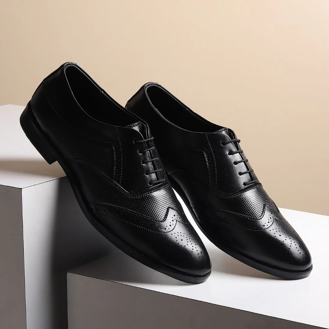 Monarch Wingtip Brogues – Black Perforated Genuine Leather Men’s Shoes - Image 12