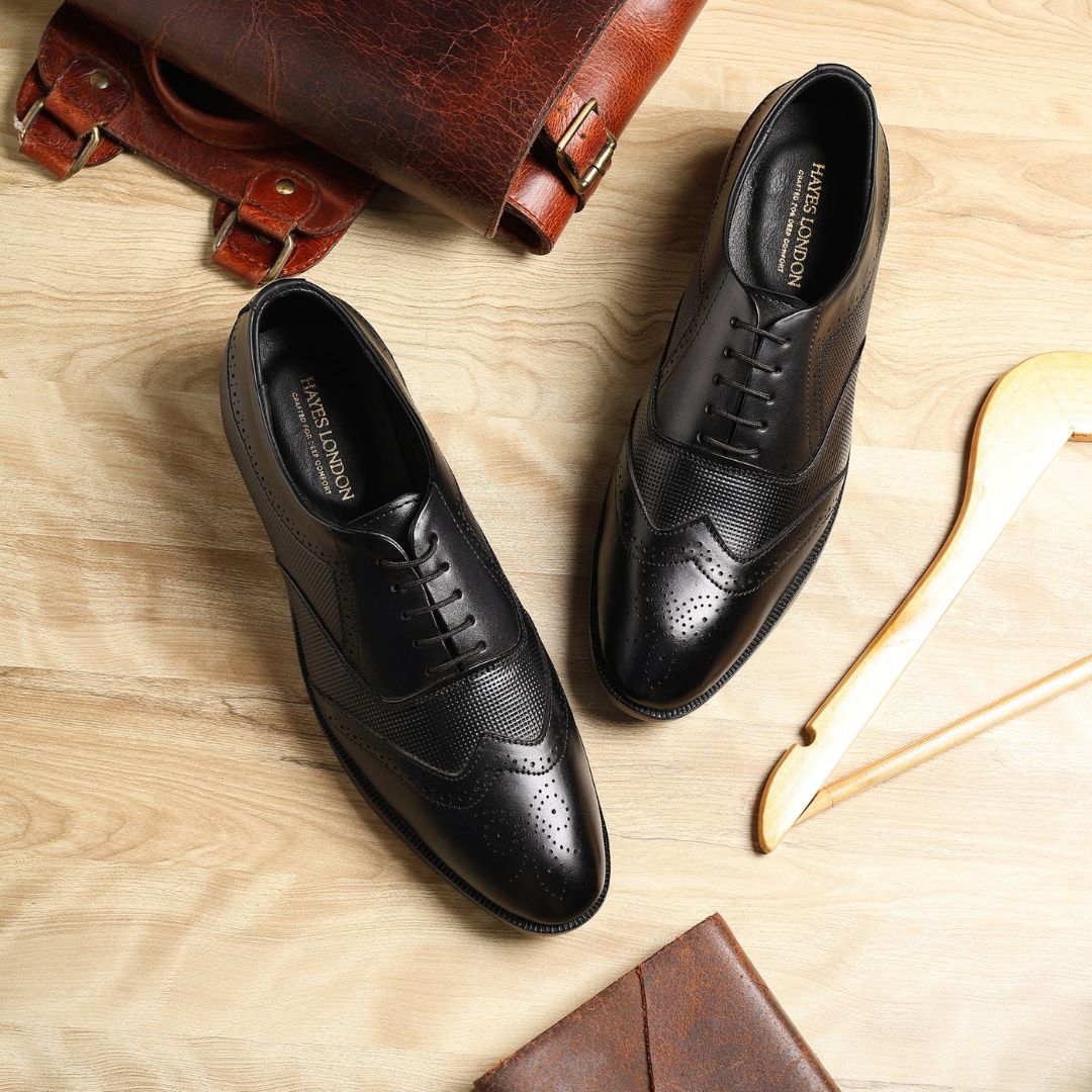 Monarch Wingtip Brogues – Black Perforated Genuine Leather Men’s Shoes - Image 13