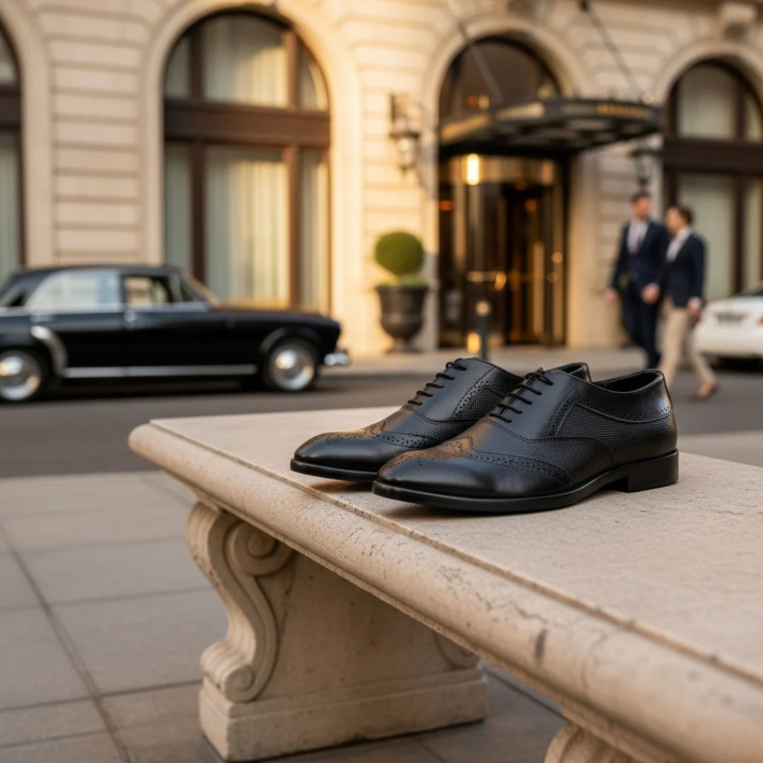 Monarch Wingtip Brogues – Black Perforated Genuine Leather Men’s Shoes - Image 15