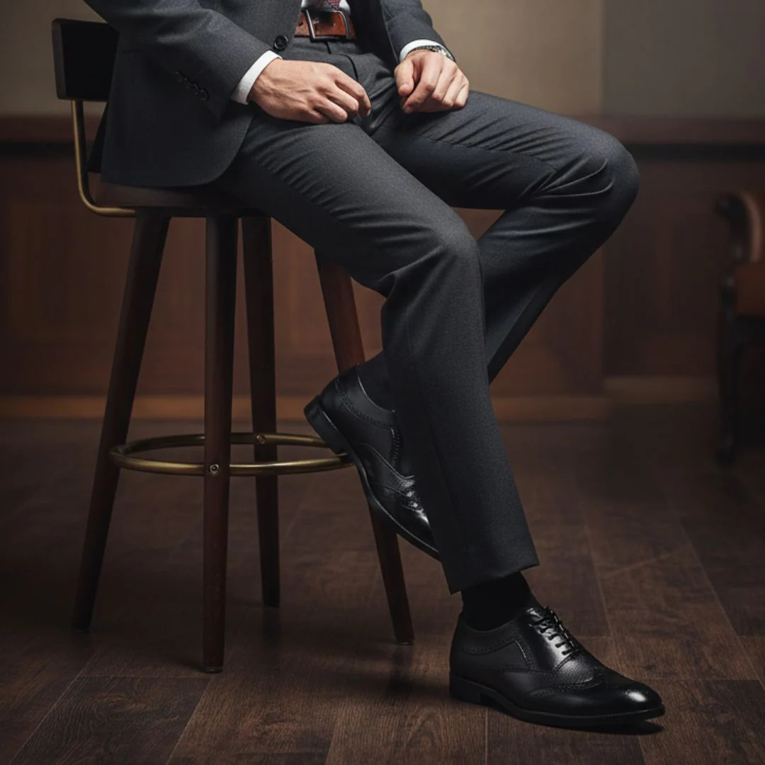 Monarch Wingtip Brogues – Black Perforated Genuine Leather Men’s Shoes - Image 3