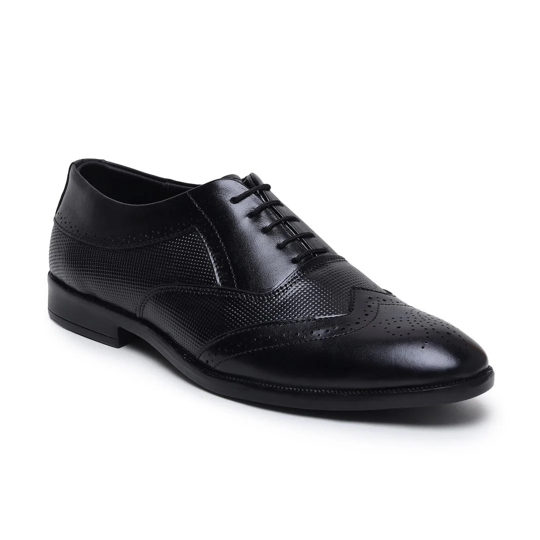 Monarch Wingtip Brogues – Black Perforated Genuine Leather Men’s Shoes - Image 6