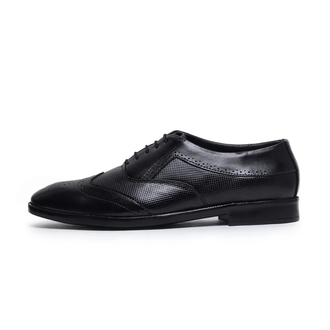 Monarch Wingtip Brogues – Black Perforated Genuine Leather Men’s Shoes - Image 7