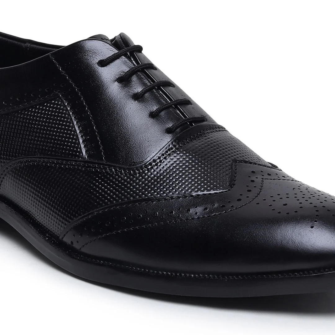 Monarch Wingtip Brogues – Black Perforated Genuine Leather Men’s Shoes - Image 9