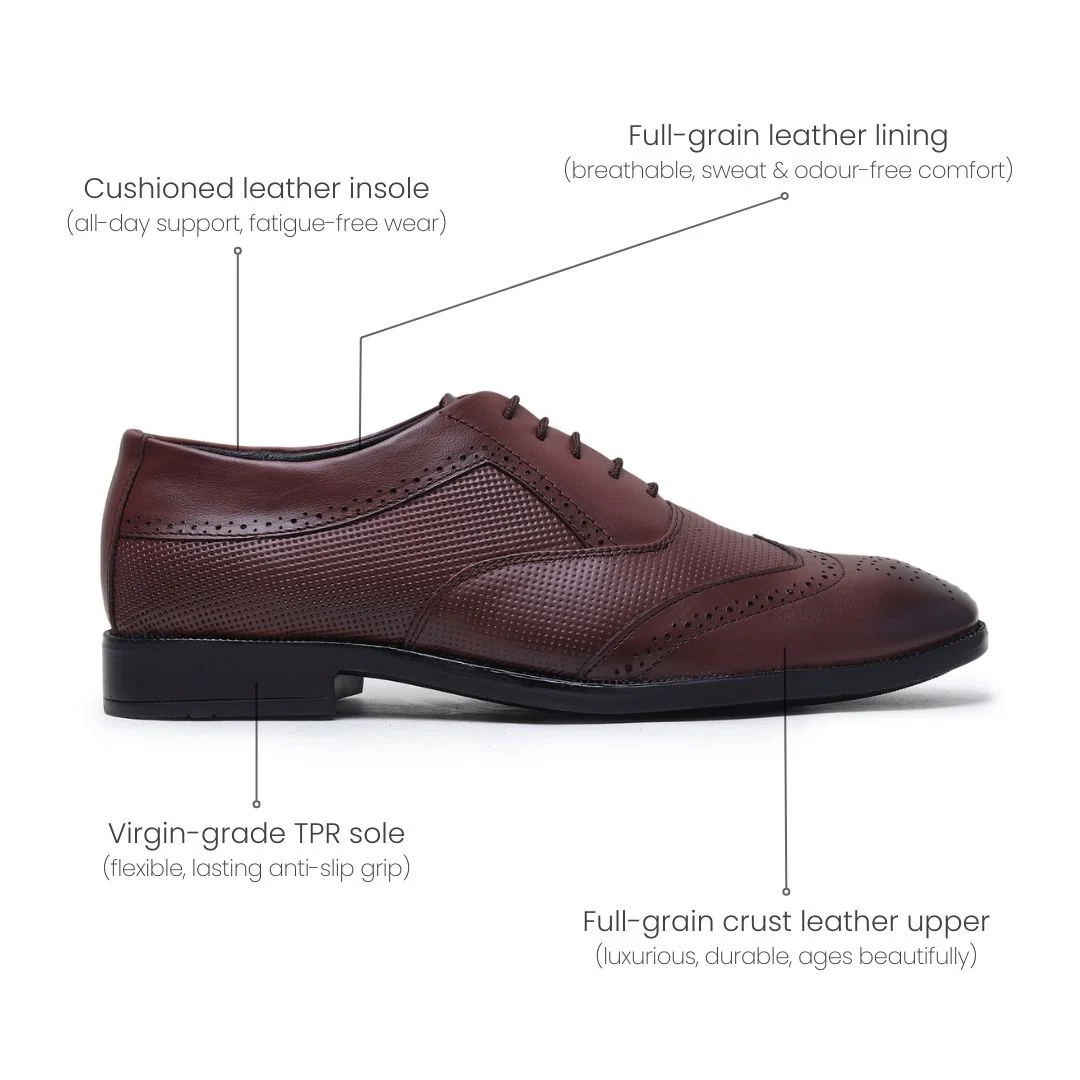 Monarch Wingtip Brogues – Brown Perforated Genuine Leather Men’s Shoes - Image 5