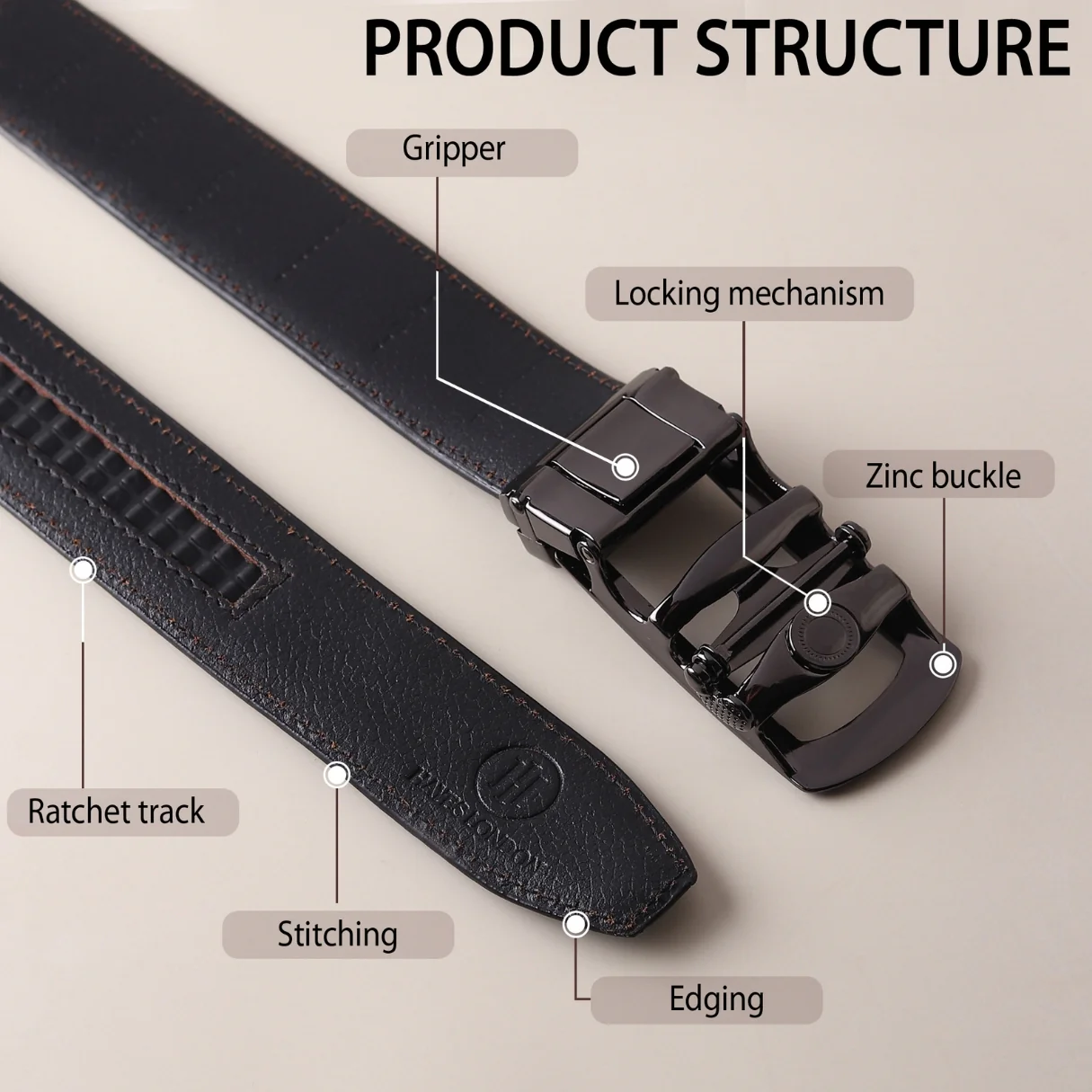 Nova Auto-Lock No-Hole Genuine Leather Belt for Men – Micro-adjustable Smart Belt for Formal & Casual Wear (Plain Black) - Image 10