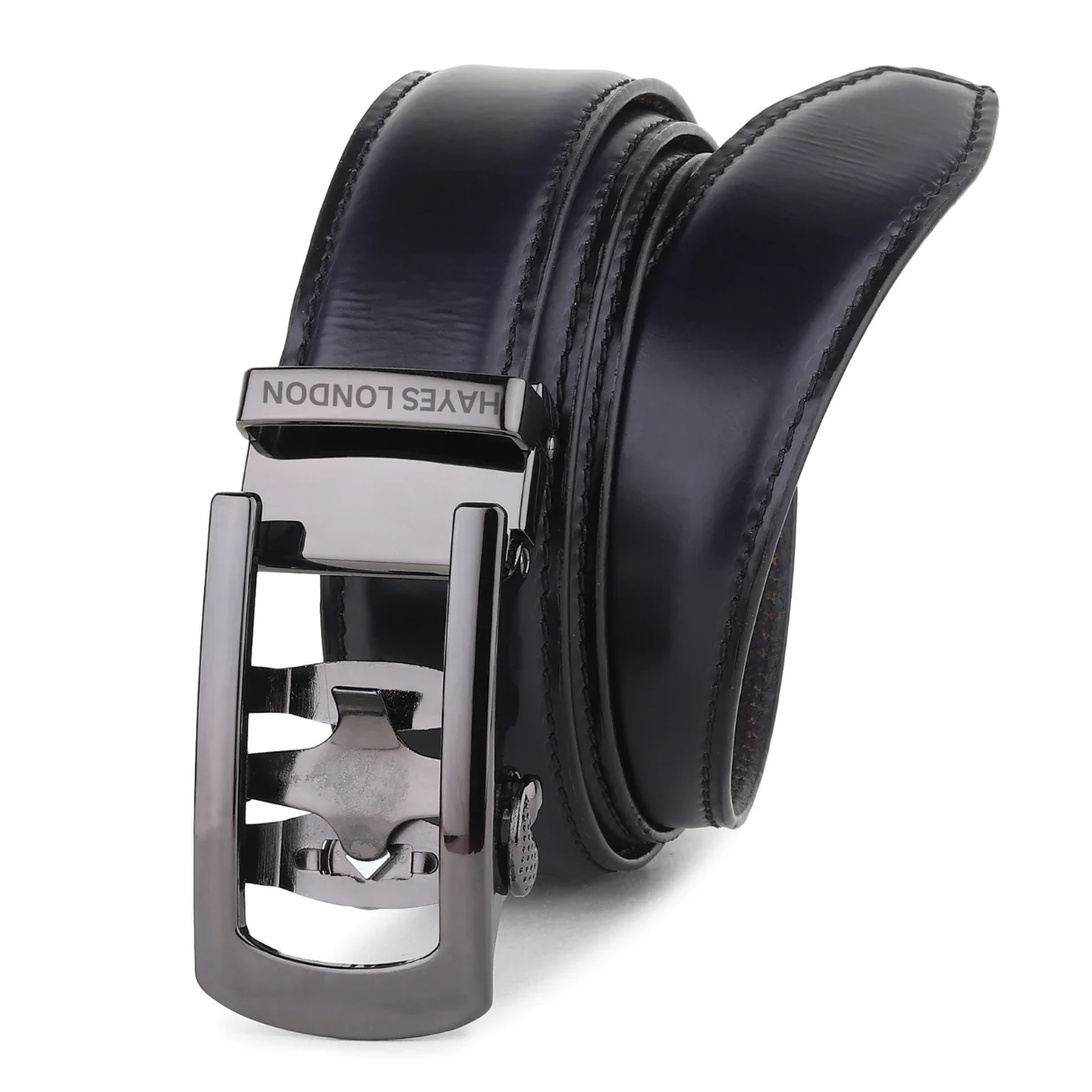 Nova Auto-Lock No-Hole Genuine Leather Belt for Men – Micro-adjustable Smart Belt for Formal & Casual Wear (Plain Black) - Image 11