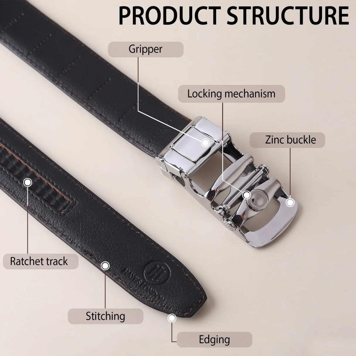 Nova Auto-Lock No-Hole Genuine Leather Belt for Men – Micro-adjustable Smart Belt for Formal & Casual Wear (Plain Black) - Image 10