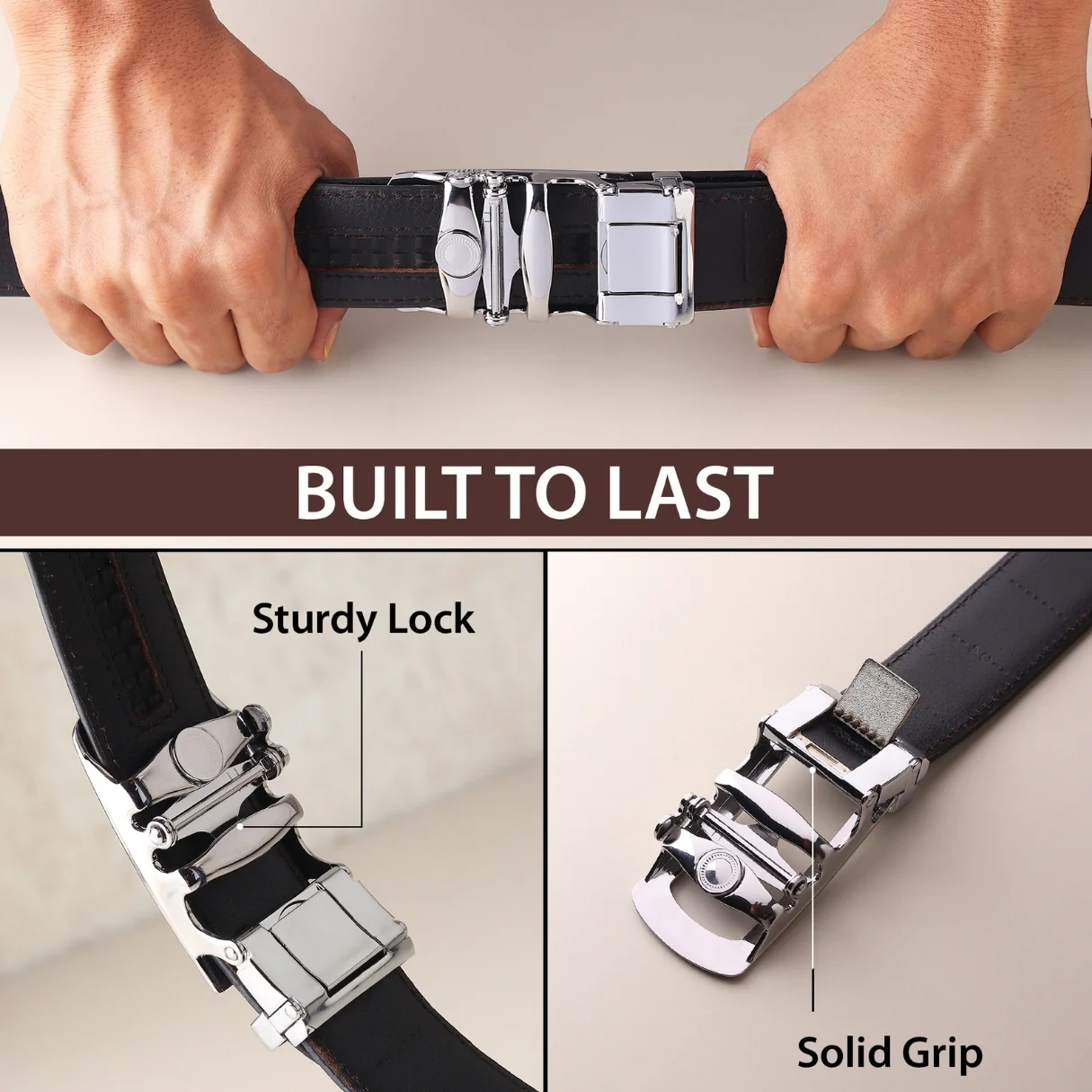 Nova Auto-Lock No-Hole Genuine Leather Belt for Men – Micro-adjustable Smart Belt for Formal & Casual Wear (Plain Black) - Image 7
