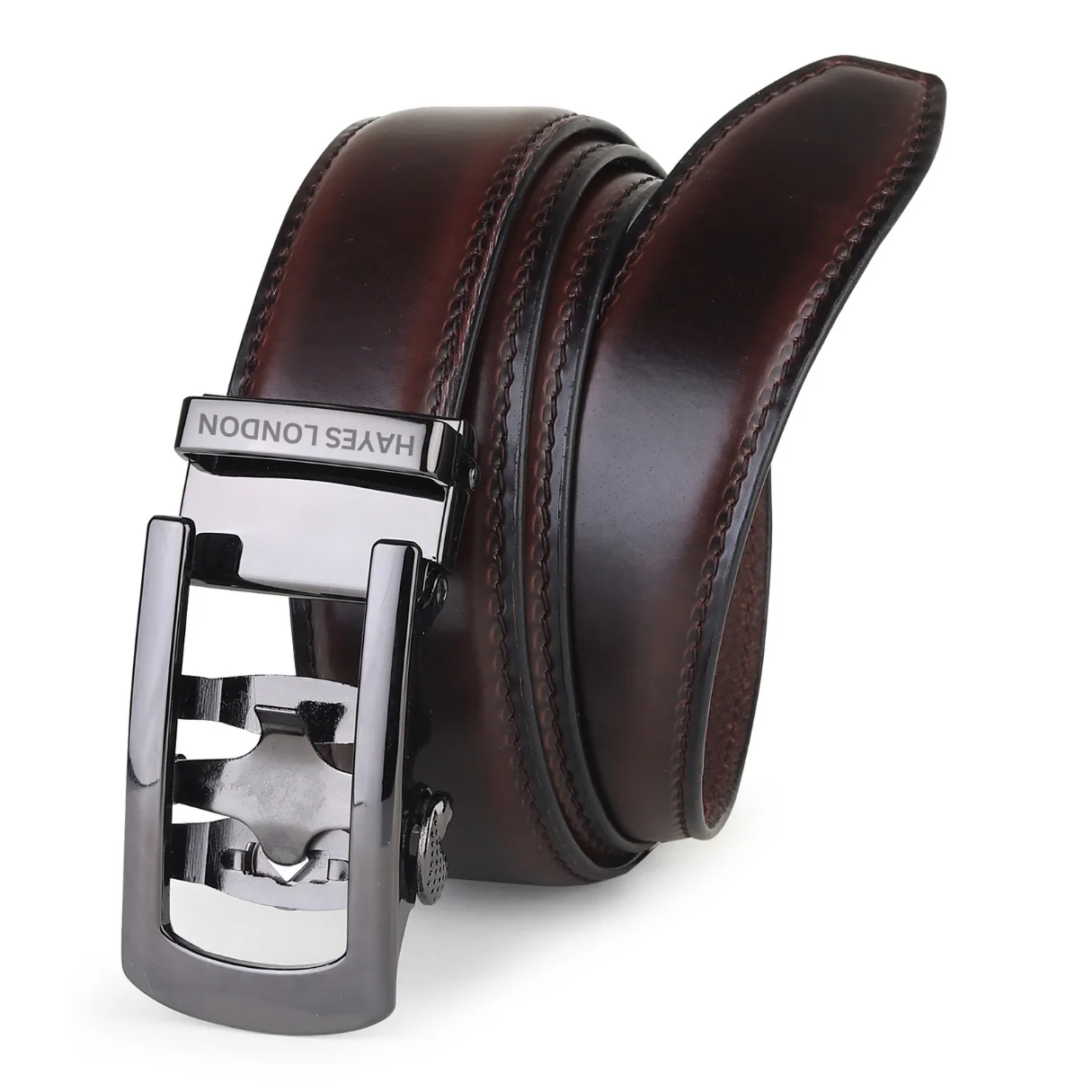Nova Auto-Lock No-Hole Genuine Leather Belt for Men – Micro-adjustable Smart Belt for Formal & Casual Wear (Plain Brown) - Image 3