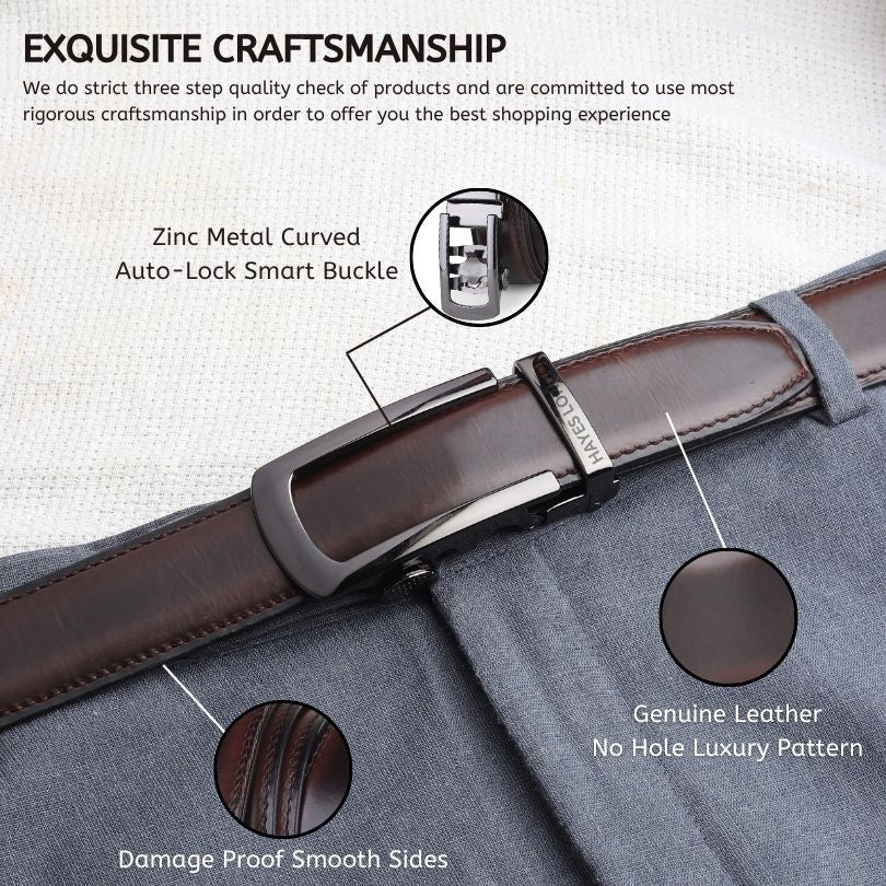 Nova Auto-Lock No-Hole Genuine Leather Belt for Men – Micro-adjustable Smart Belt for Formal & Casual Wear (Plain Brown) - Image 4