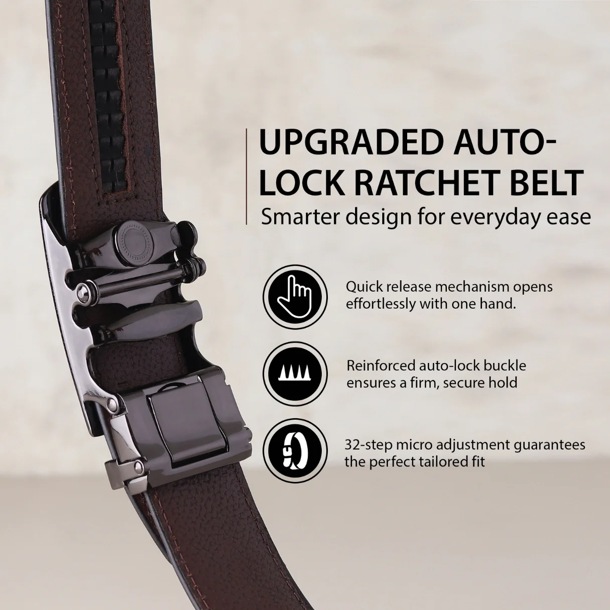 Nova Auto-Lock No-Hole Genuine Leather Belt for Men – Micro-adjustable Smart Belt for Formal & Casual Wear (Plain Brown) - Image 8