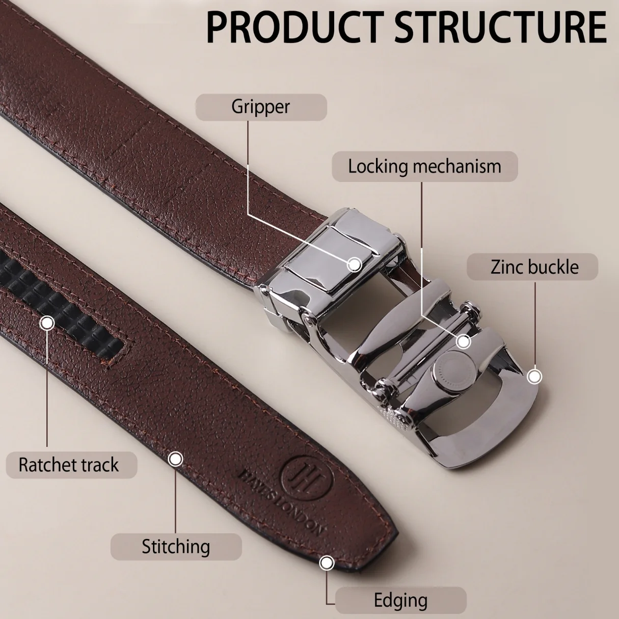 Nova Auto-Lock No-Hole Genuine Leather Belt for Men – Micro-adjustable Smart Belt for Formal & Casual Wear (Plain Brown) - Image 10