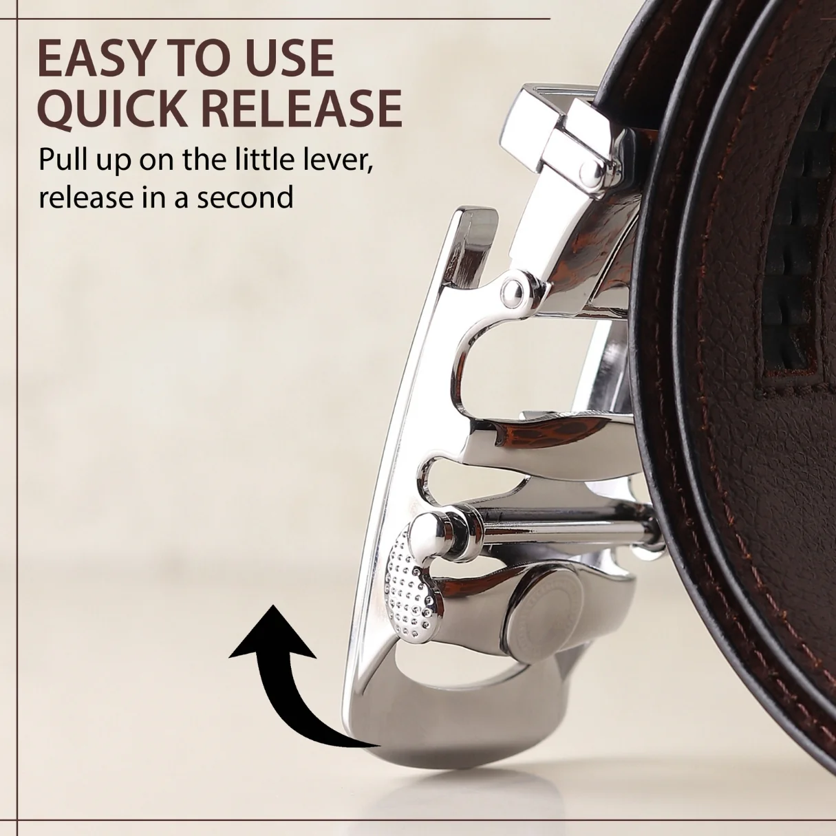 Nova Auto-Lock No-Hole Genuine Leather Belt for Men – Micro-adjustable Smart Belt for Formal & Casual Wear (Plain Brown) - Image 11
