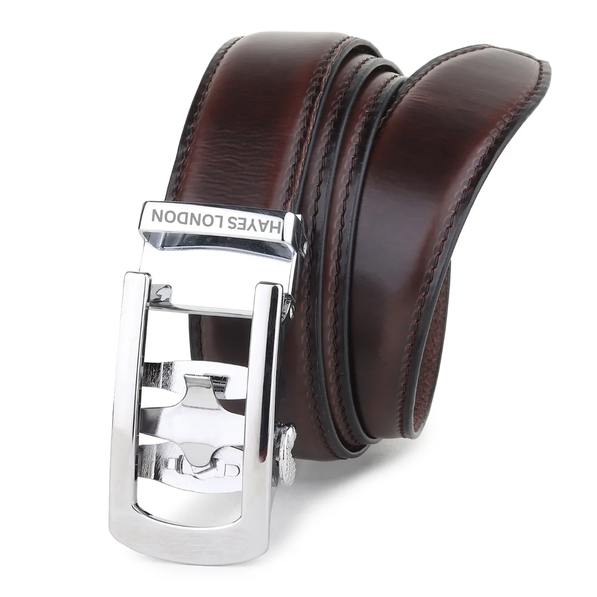 Nova Auto-Lock No-Hole Genuine Leather Belt for Men – Micro-adjustable Smart Belt for Formal & Casual Wear (Plain Brown) - Image 3