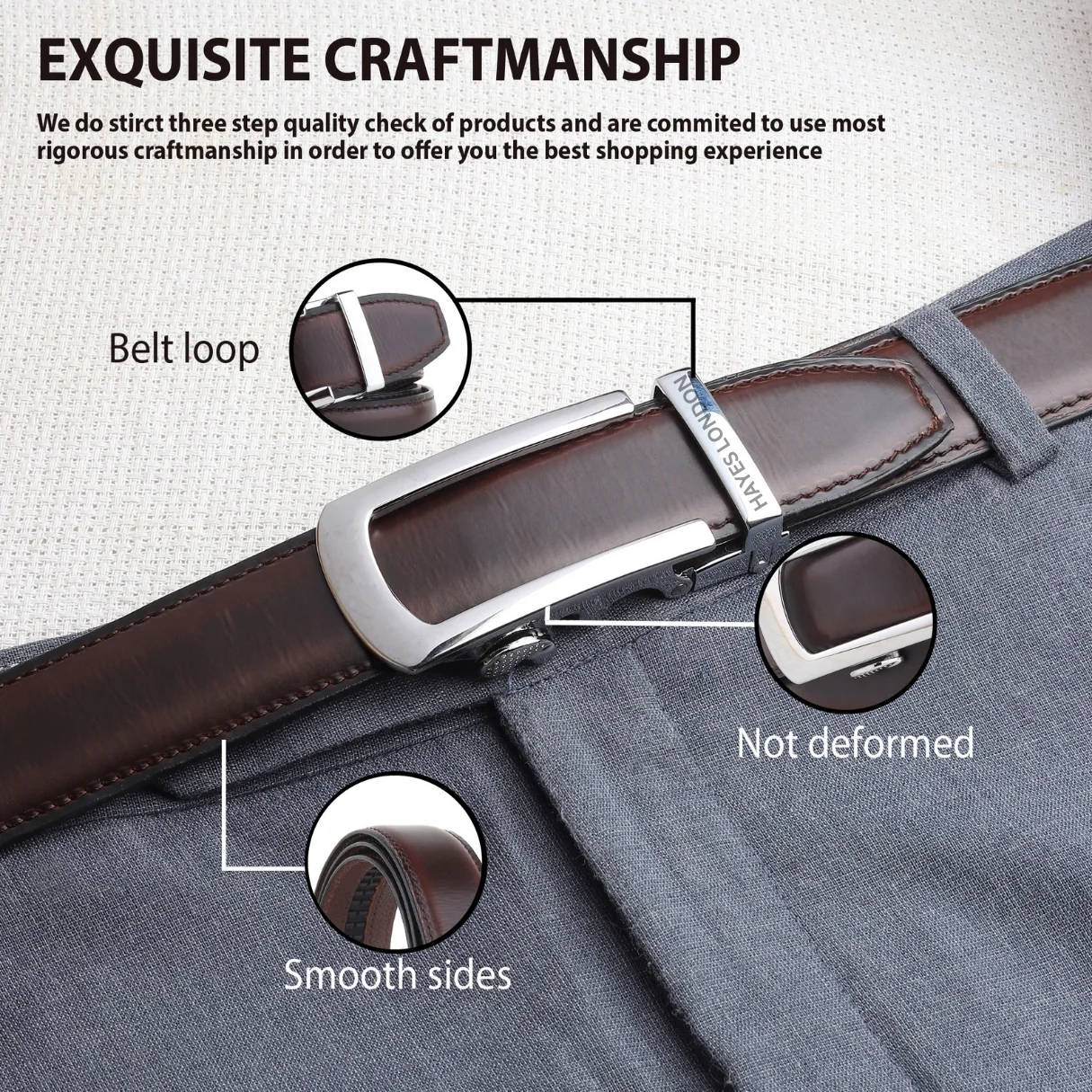 Nova Auto-Lock No-Hole Genuine Leather Belt for Men – Micro-adjustable Smart Belt for Formal & Casual Wear (Plain Brown) - Image 4