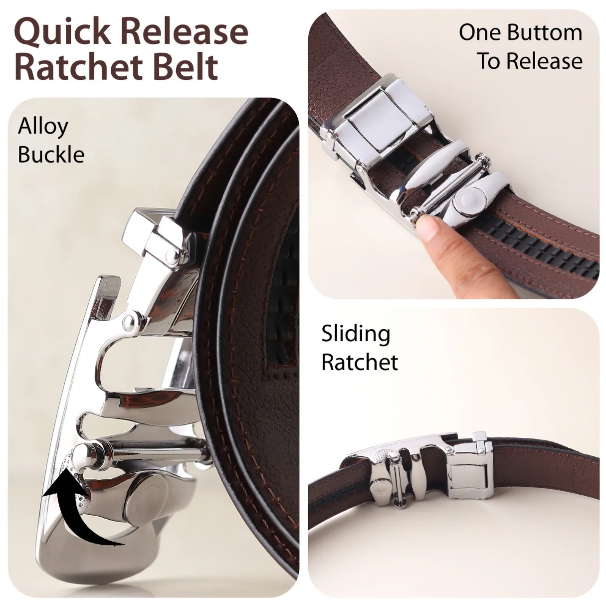 Nova Auto-Lock No-Hole Genuine Leather Belt for Men – Micro-adjustable Smart Belt for Formal & Casual Wear (Plain Brown) - Image 5
