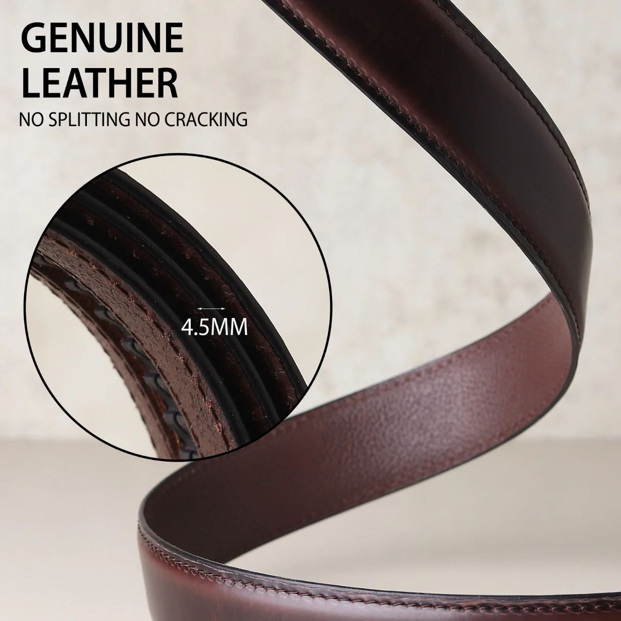 Nova Auto-Lock No-Hole Genuine Leather Belt for Men – Micro-adjustable Smart Belt for Formal & Casual Wear (Plain Brown) - Image 7