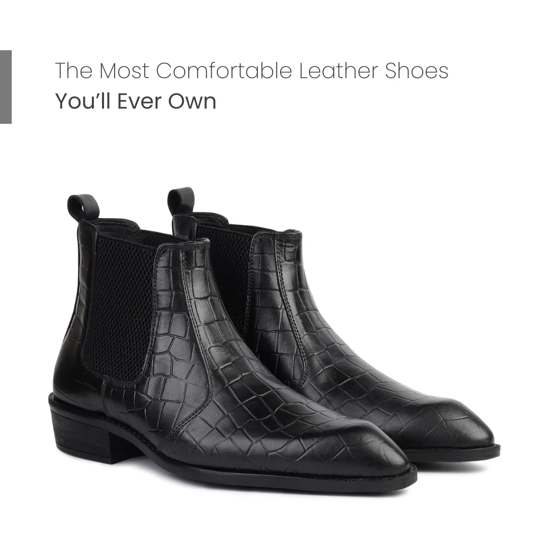 Pablo Cuban Chelsea Boots – Black Croc-Textured Genuine Leather Men’s Boots - Image 5