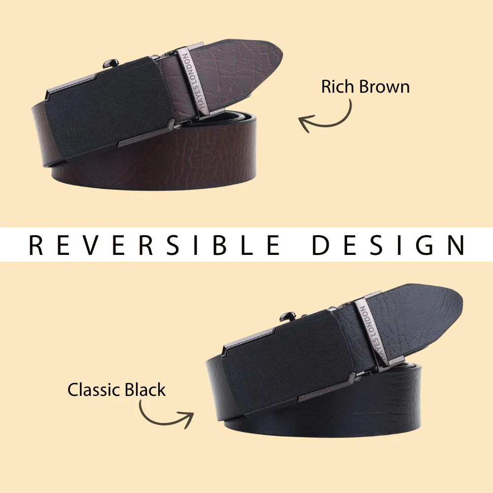 Armour Auto-Lock No-Hole Genuine Leather Belt for Men – Micro-adjustable Reversible Black & Brown Belt for Formal & Casual Wear - Image 6