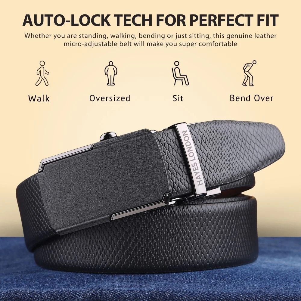 Armour Auto-Lock No-Hole Italian Leather Belt for Men – Micro-adjustable Reversible Black & Brown Belt for Formal & Casual Wear - Image 3