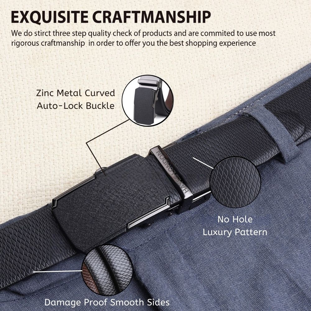 Armour Auto-Lock No-Hole Italian Leather Belt for Men – Micro-adjustable Reversible Black & Brown Belt for Formal & Casual Wear - Image 5