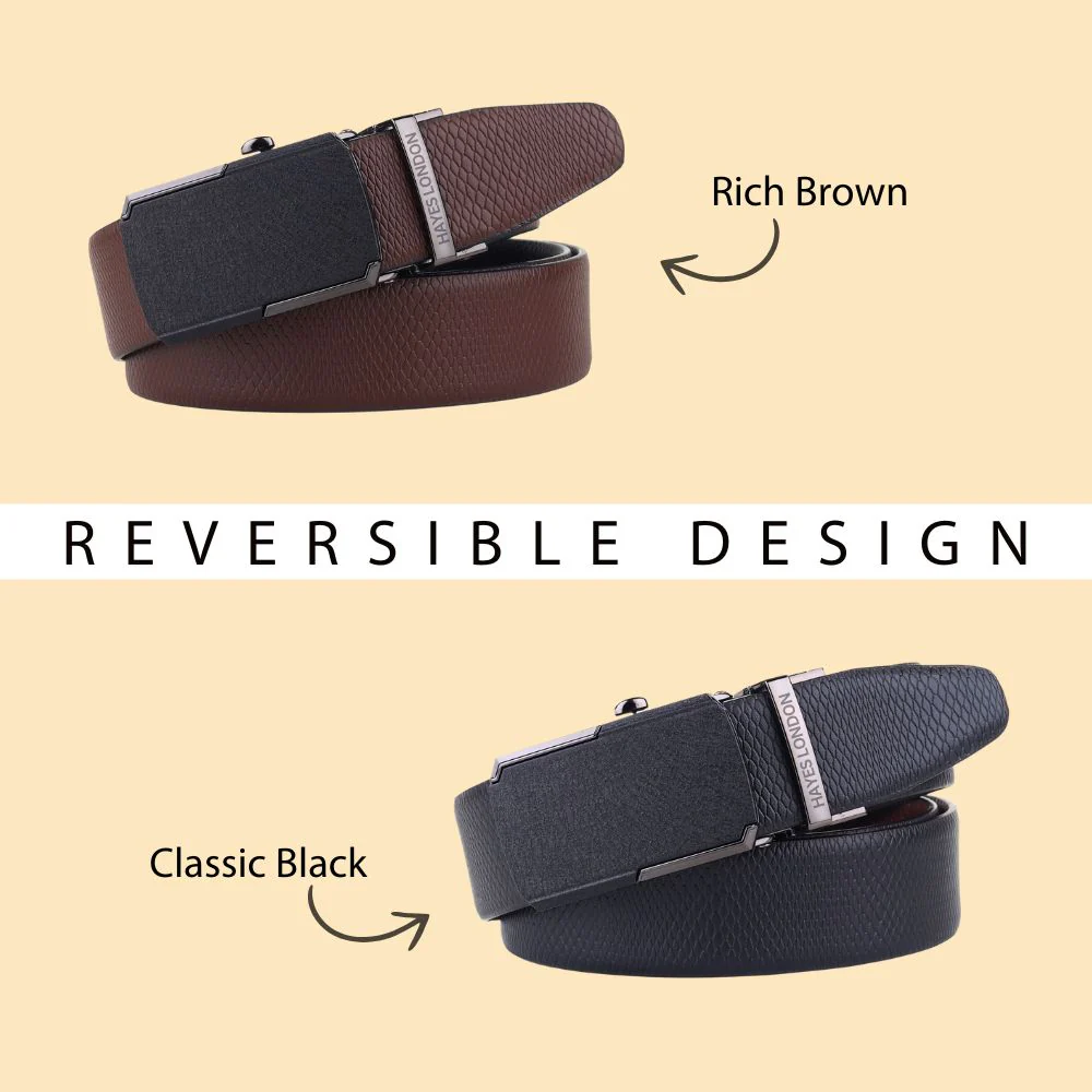 Armour Auto-Lock No-Hole Italian Leather Belt for Men – Micro-adjustable Reversible Black & Brown Belt for Formal & Casual Wear - Image 6