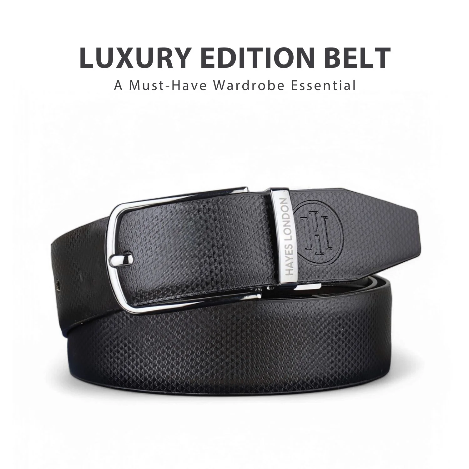 Reversible Black & Brown Vegan Leather Belt For Men (Leather Texture: Honeycomb) - Image 8
