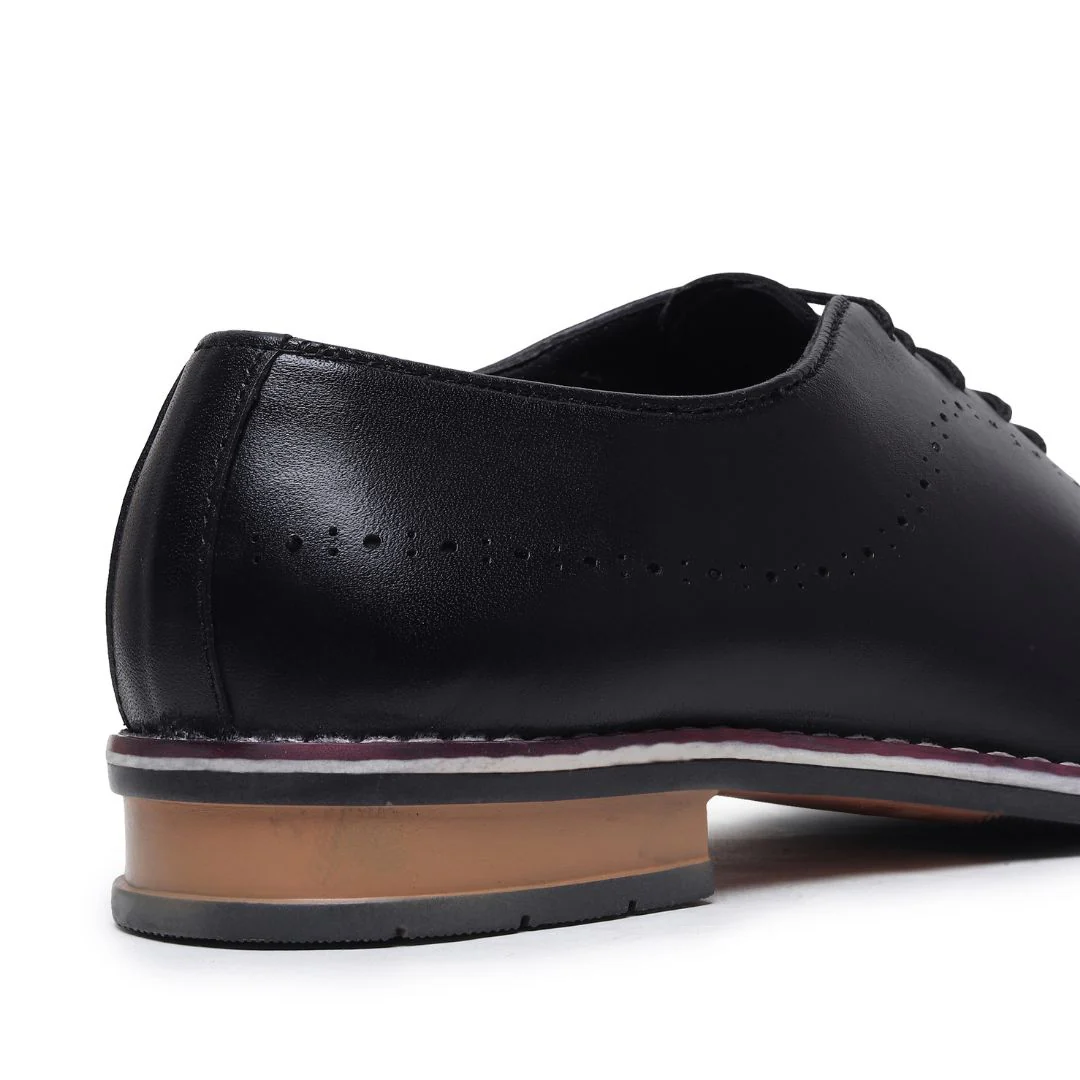 Shelby Wholecut Oxford Shoes – Black Plain Genuine Leather Men’s Shoes - Image 11