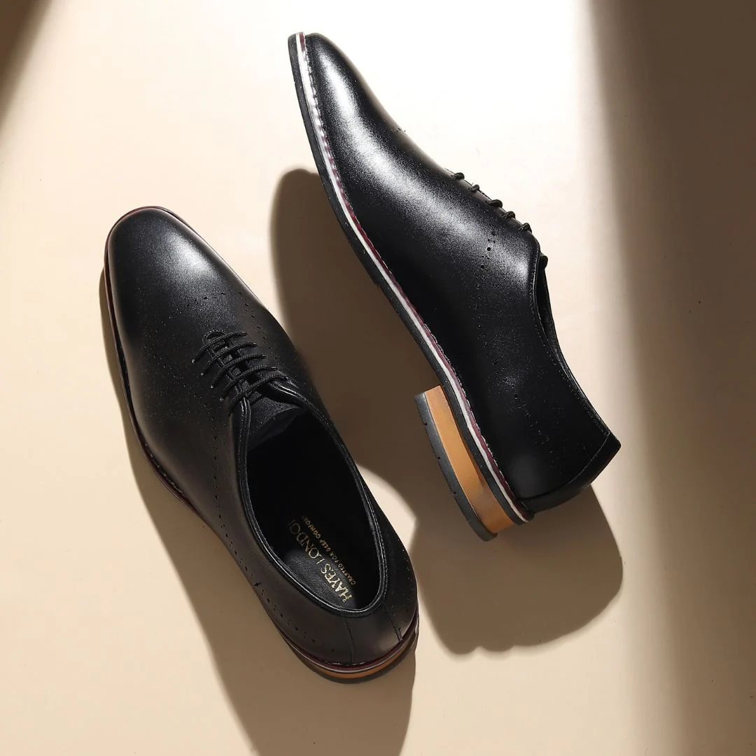 Shelby Wholecut Oxford Shoes – Black Plain Genuine Leather Men’s Shoes - Image 13